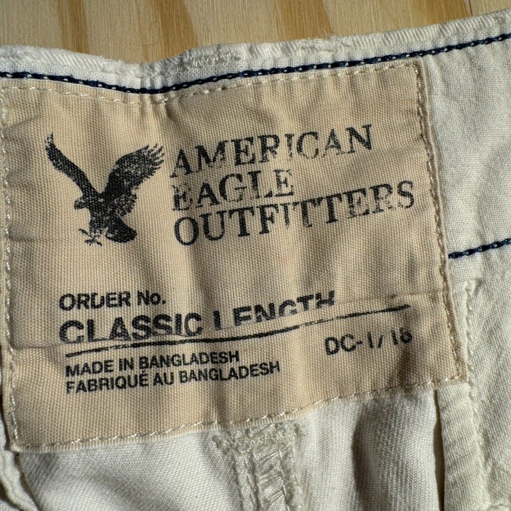 American Eagle Men's Classic Length Chino Shorts White Cotton Summer Bottoms 30 - Picture 2 of 5